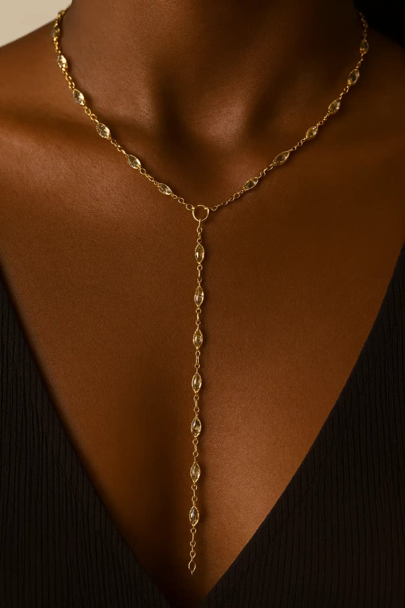 Lariat Model İnci Taşlı Y Kolye