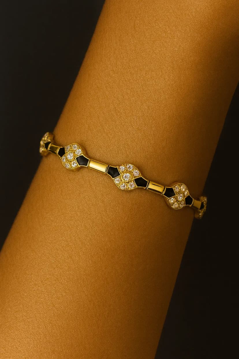 Altın Siyah Mine Taşlı Bileklik