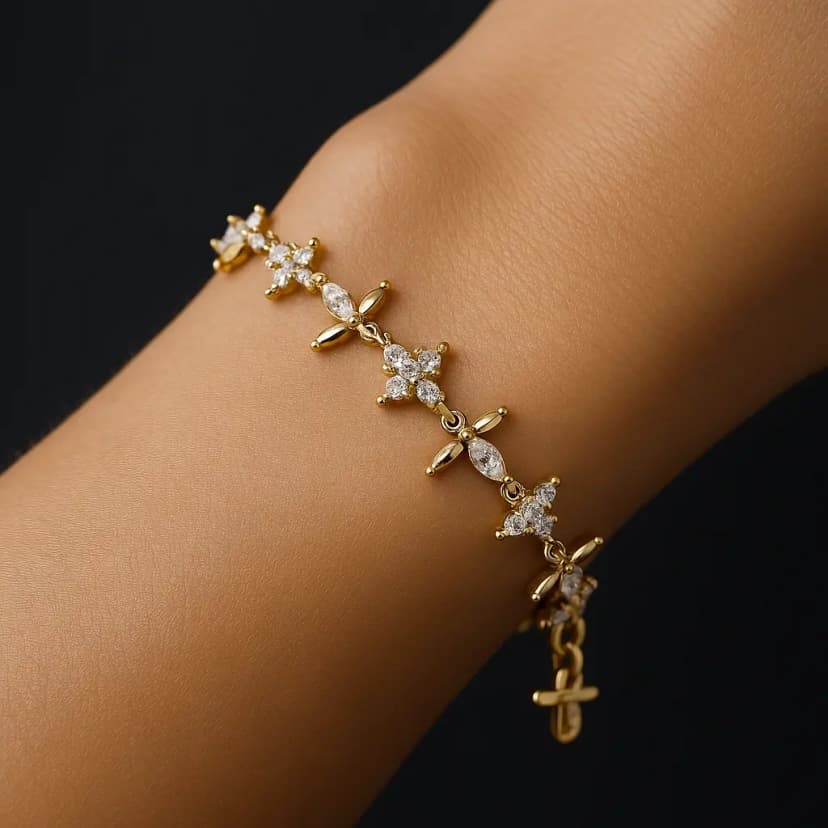 Çiçek Tasarım Zirkon Bileklik