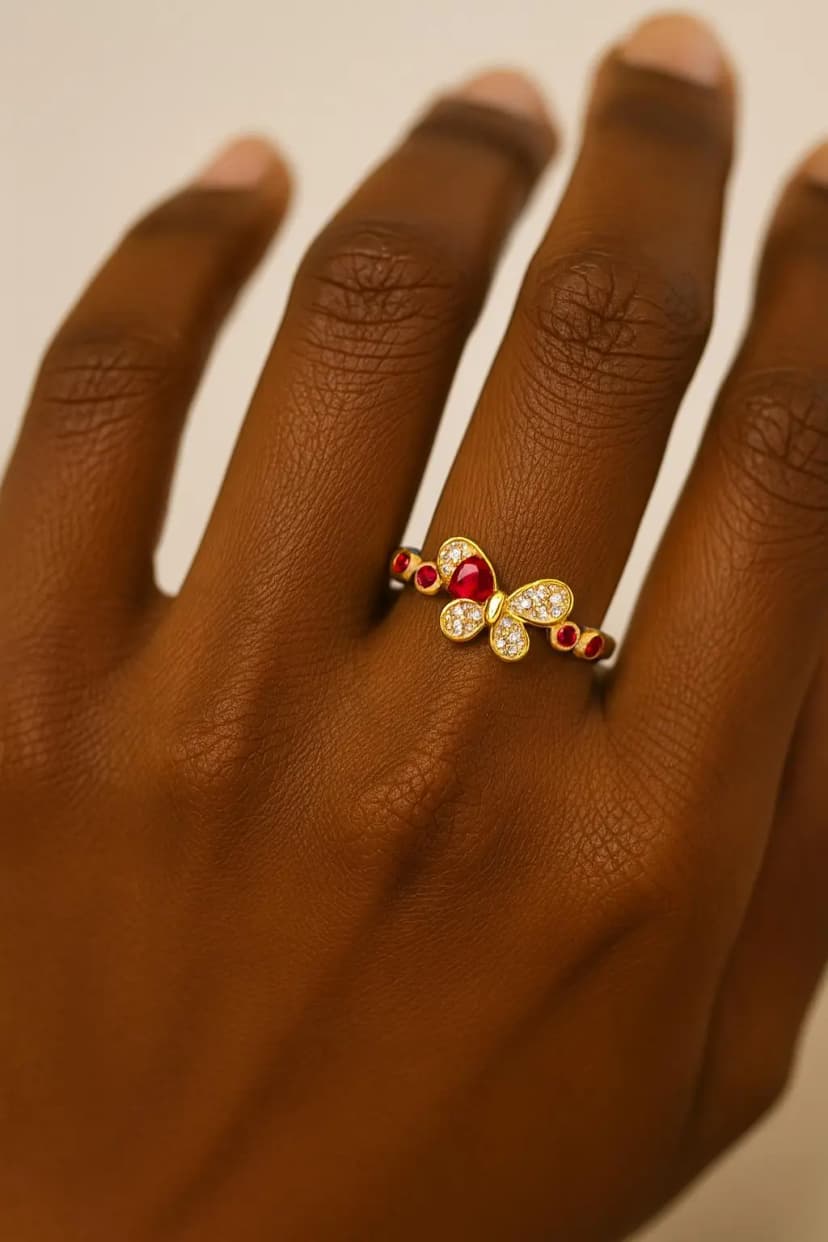 Kelebek ve İnci Detaylı Xuping Yüzük