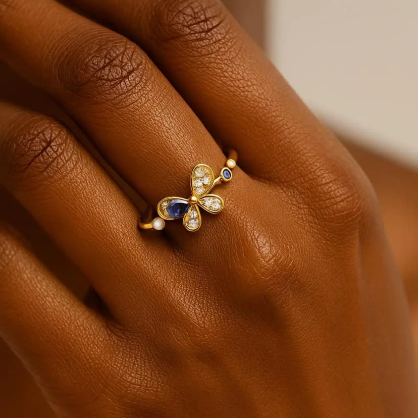 Kelebek ve İnci Detaylı Xuping Yüzük