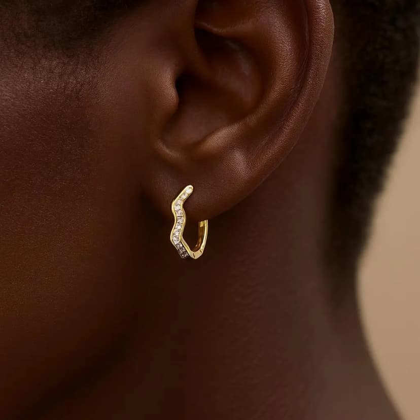 Dalga Formlu Taşlı Xuping Küpe