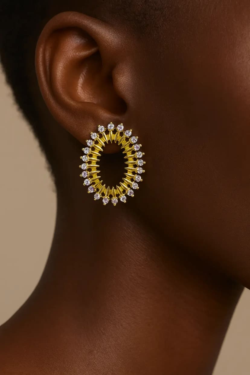 Oval Tasarımlı Zirkon Taş Xuping Küpe