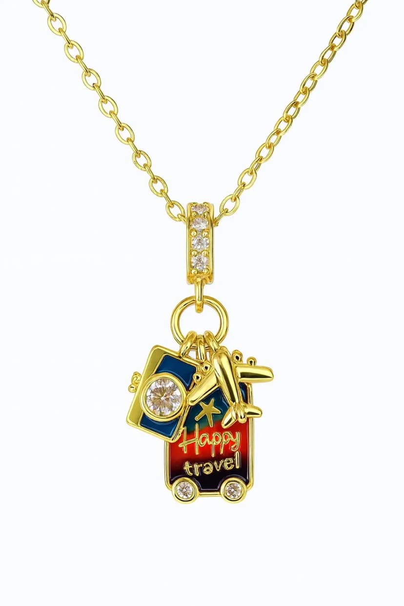 Happy Travel Temalı Kolye