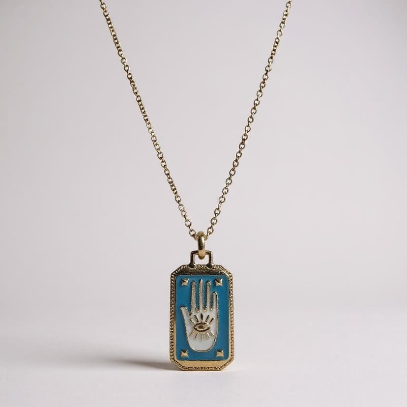 Mavi Nazar El Figürlü Kolye