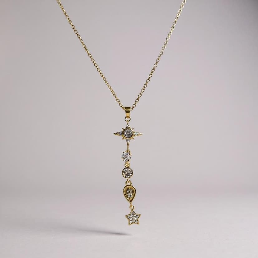 Yıldız & Gözyaşı Taşlı Zarif Kolye