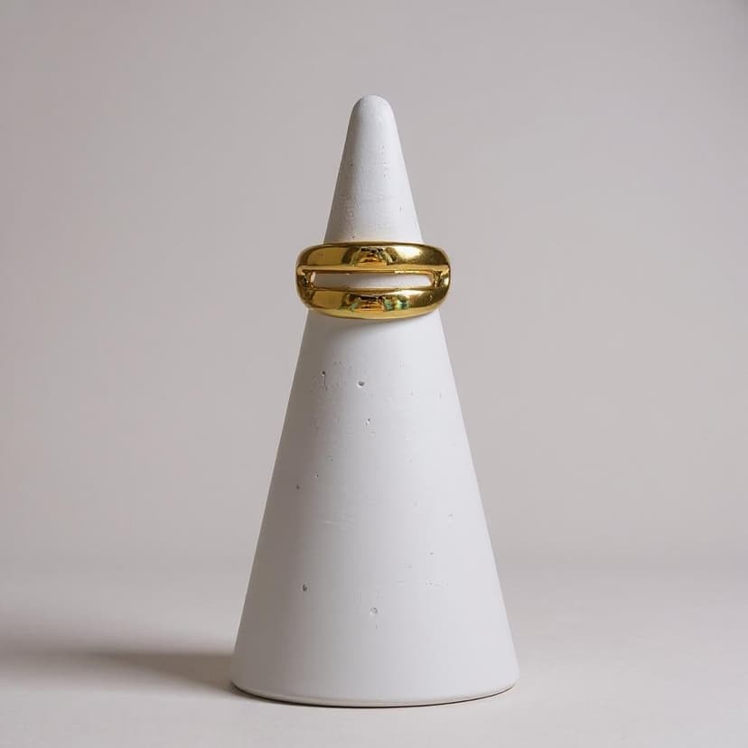 Çift Hat Detaylı Bombeli Yüzük