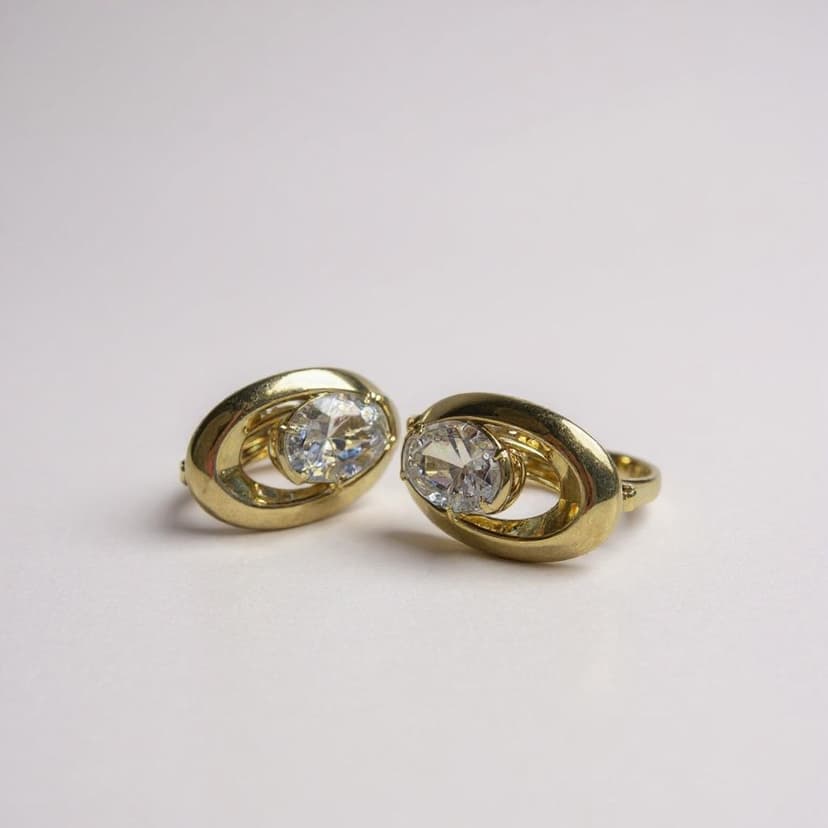 Oval Işıltılı Gold Küpe