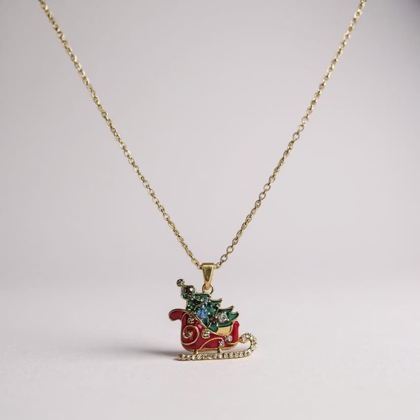 Zirkon Taşlı Yılbaşı Kızağı Kolye