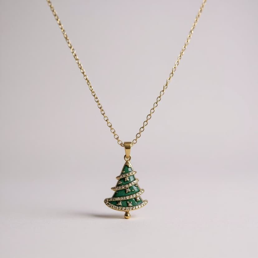 Zirkon Taşlı Yılbaşı Ağacı Kolye