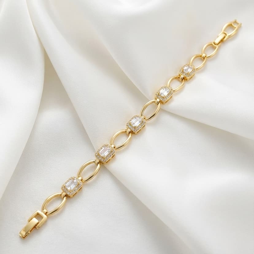 Baget Taşlı Halo Zincir Bileklik