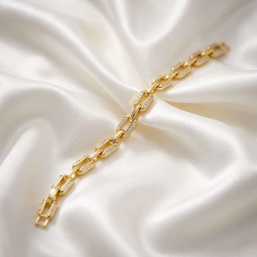 Zirkon Işıltılı Geometrik Zincir Bileklik