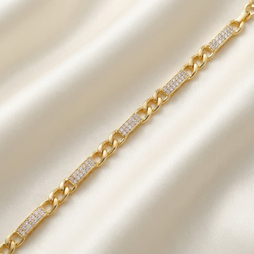 Zirkon Taşlı Modern Bar Zincir Bileklik