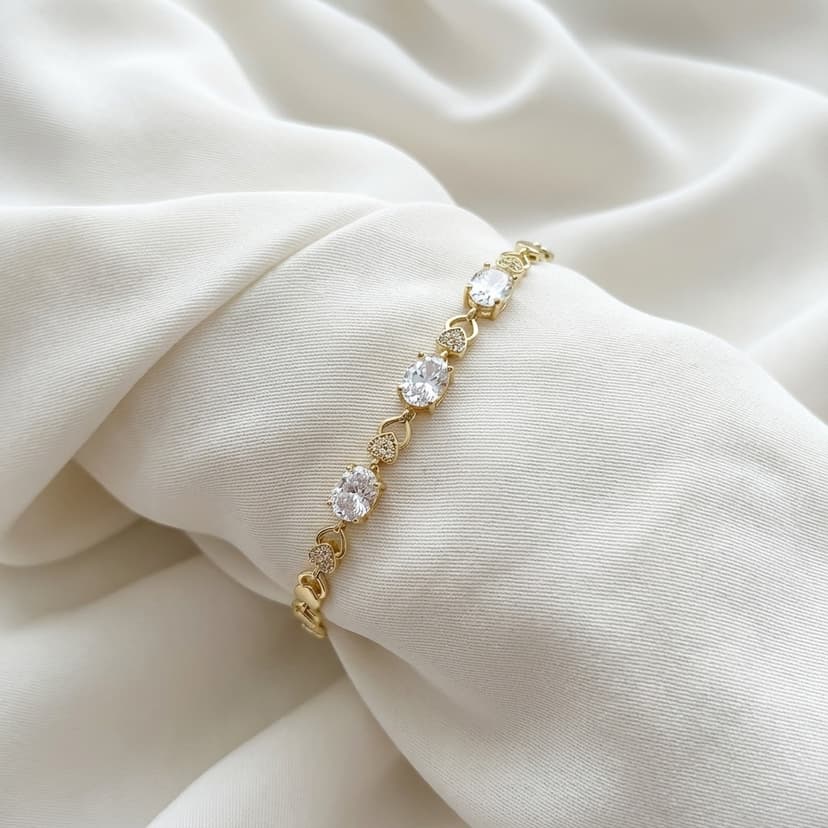 Kalp ve Oval Taşlı Sıralı Bileklik