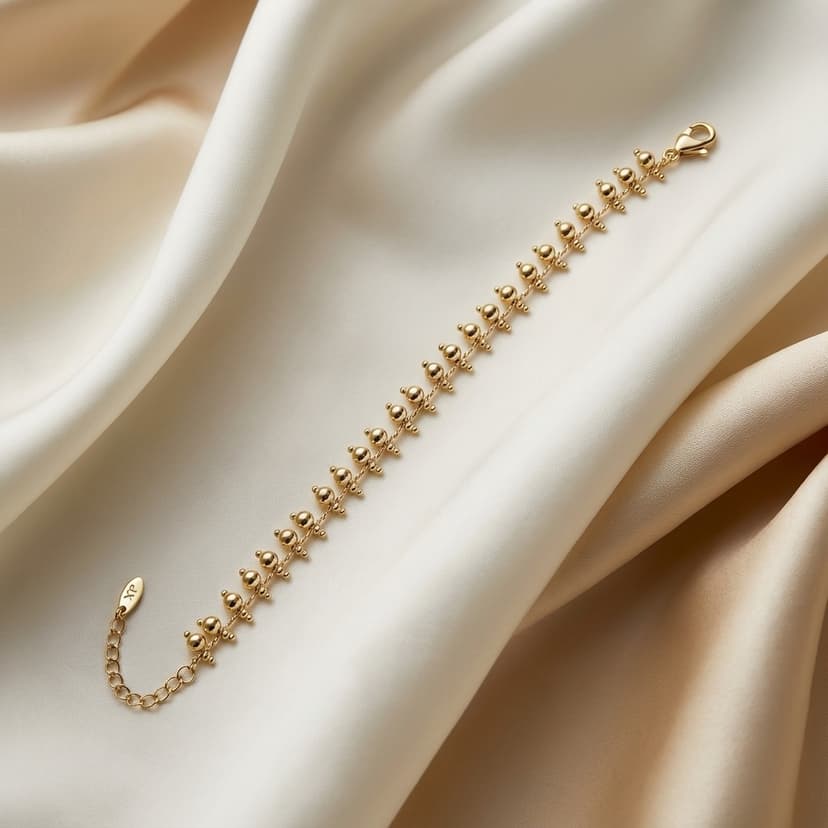 Zirkon Taşlı Yaprak Motifli Zincir Bileklik