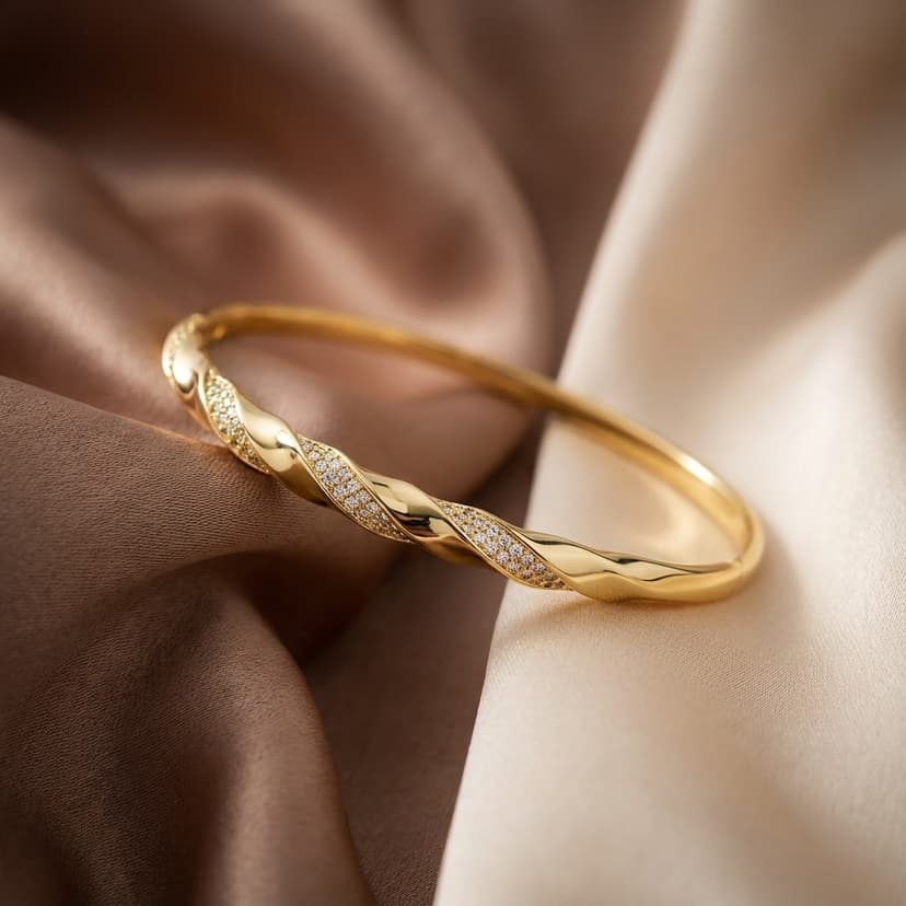 Zirkon Taşlı Burgu Kelepçe Bileklik