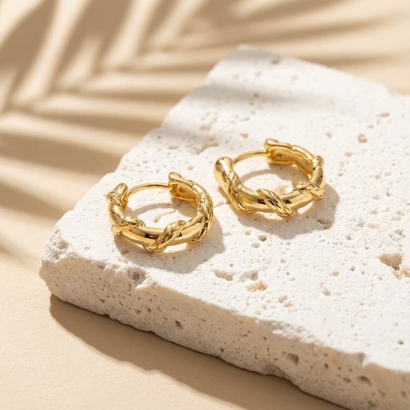 Burgu Motifli Minimal Gold Halka Küpe