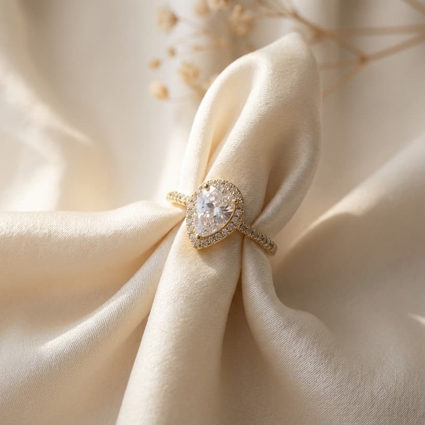 Damla Kesim Halo Montürlü Zirkon Tektaş Yüzük